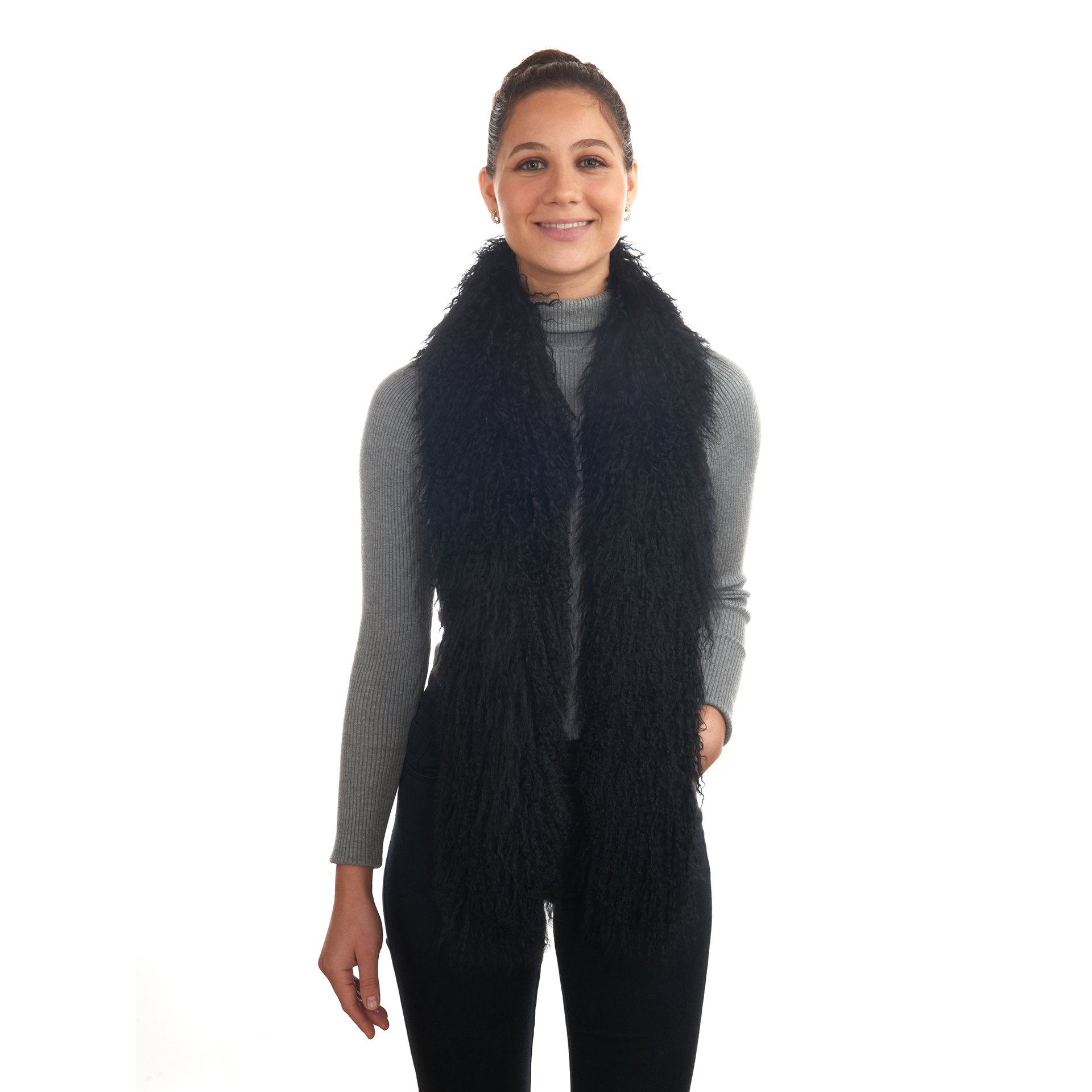 Tibetlamm Schal schwarz 140 cm