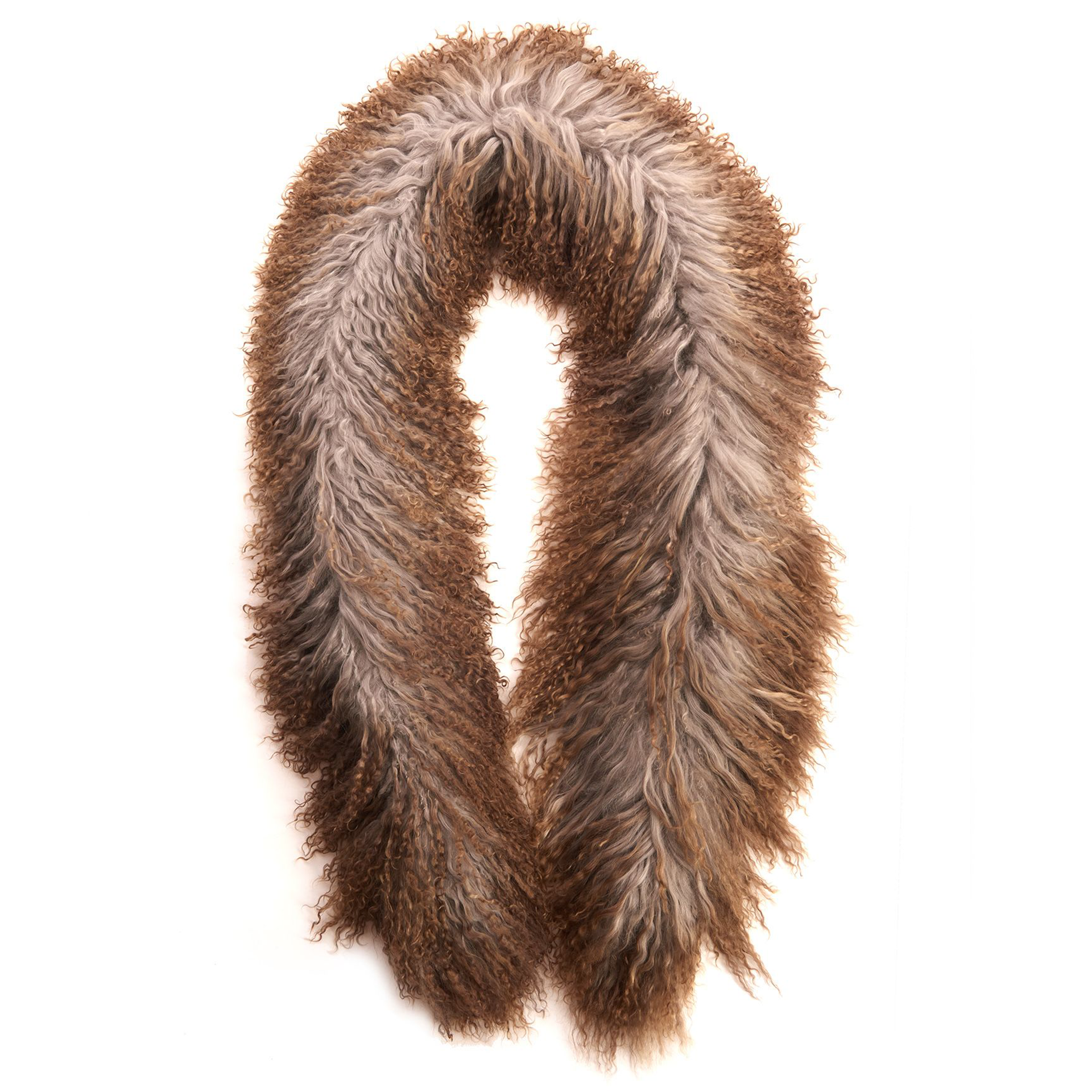 Tibetlamm Schal in grau-beige 140 cm