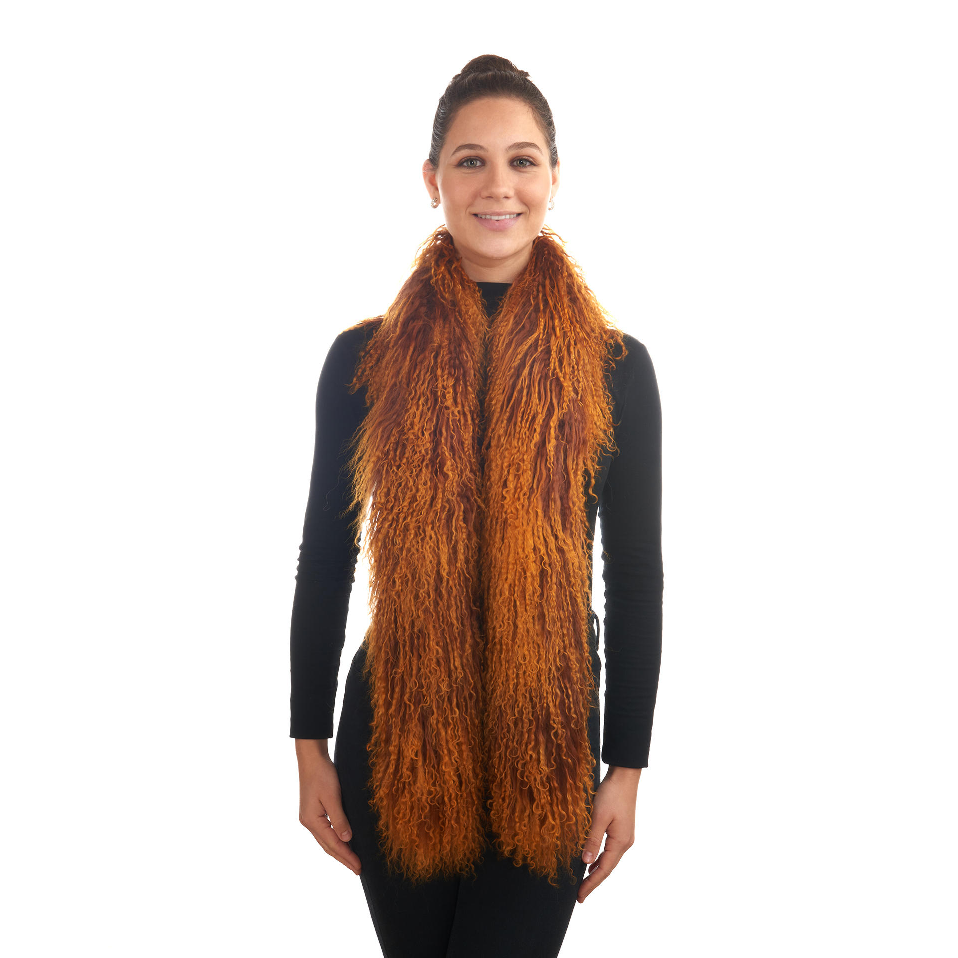 Tibetlamm Schal braun-orange 140 cm