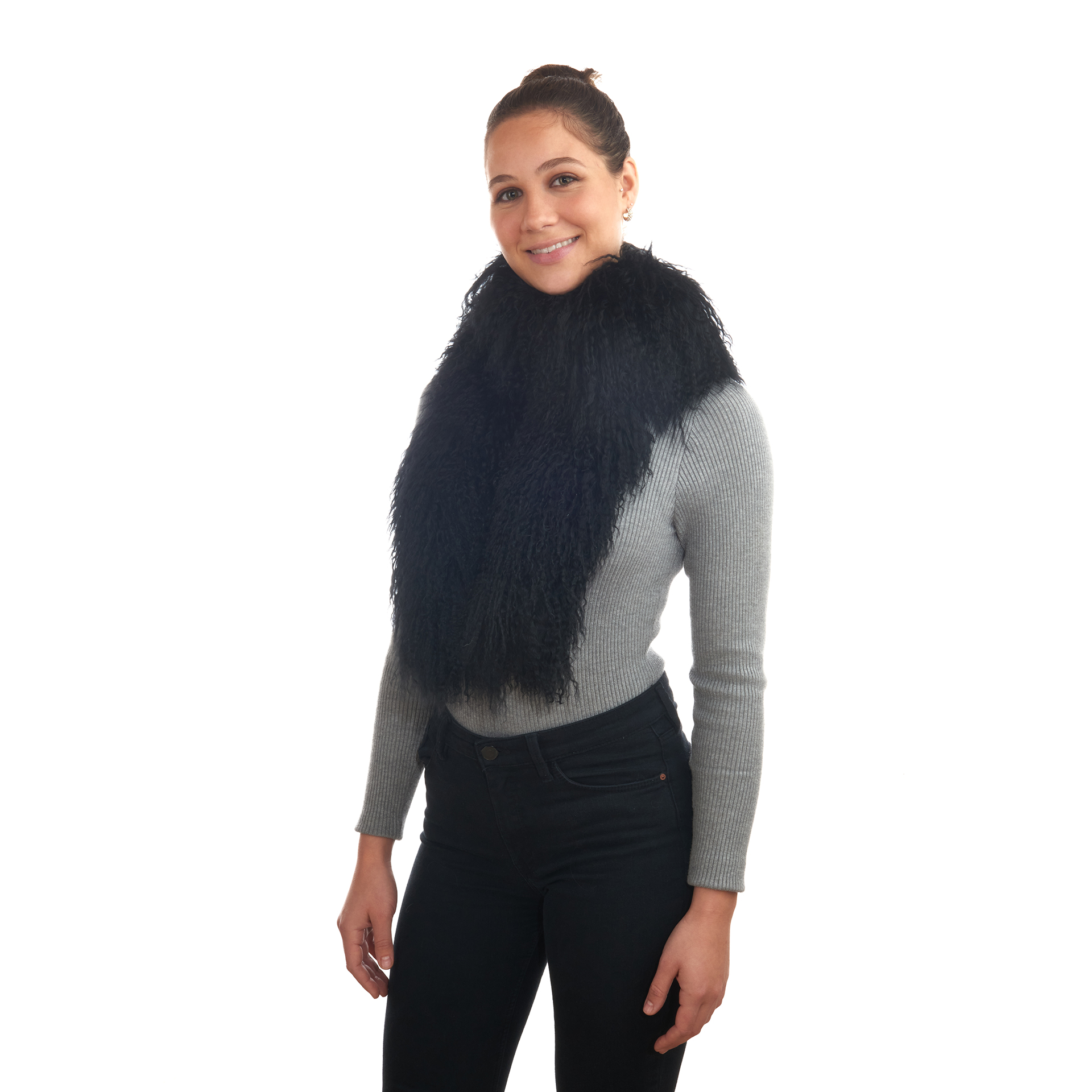 Tibetlamm Schal schwarz 140 cm