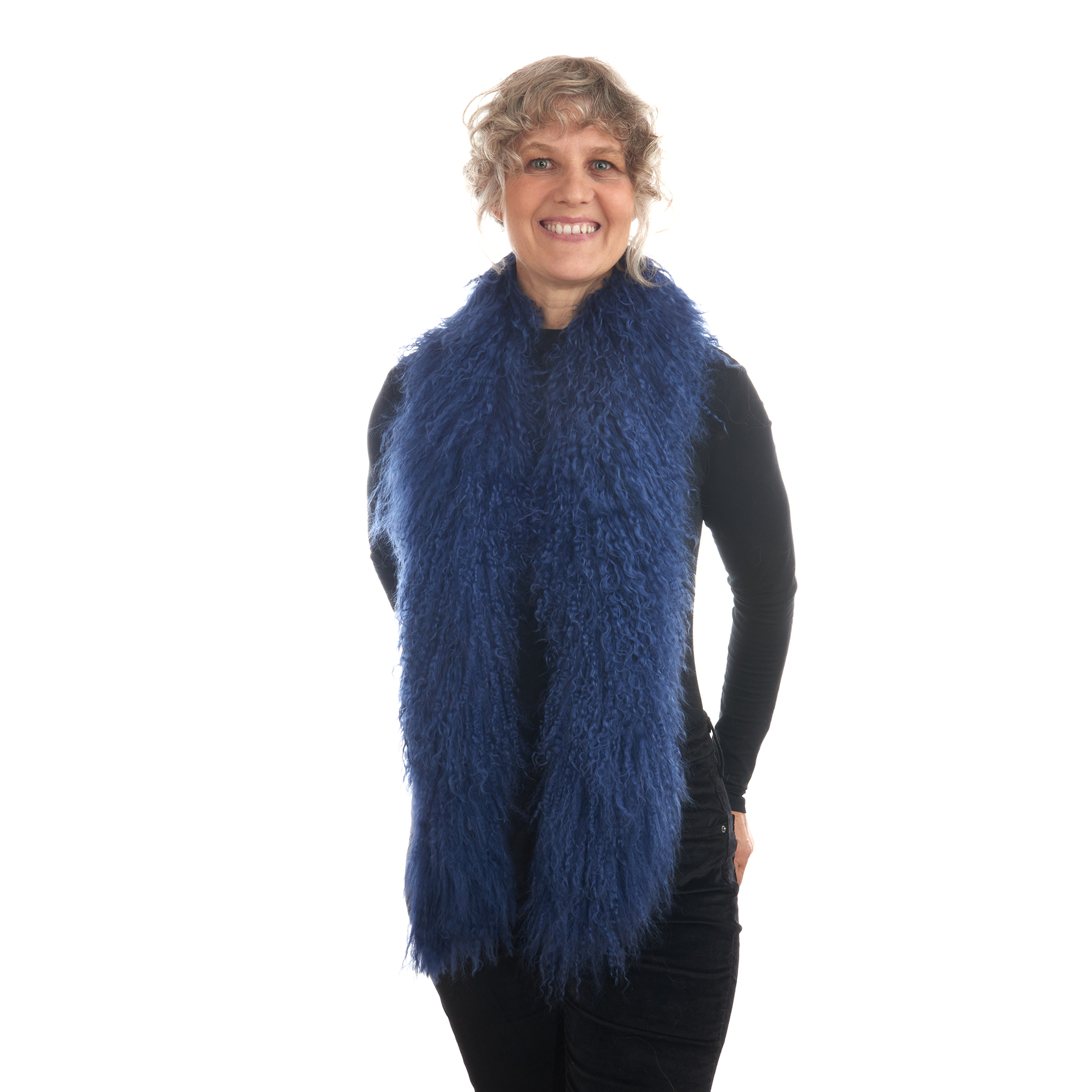 Tibetlamm Schal blau 140 cm