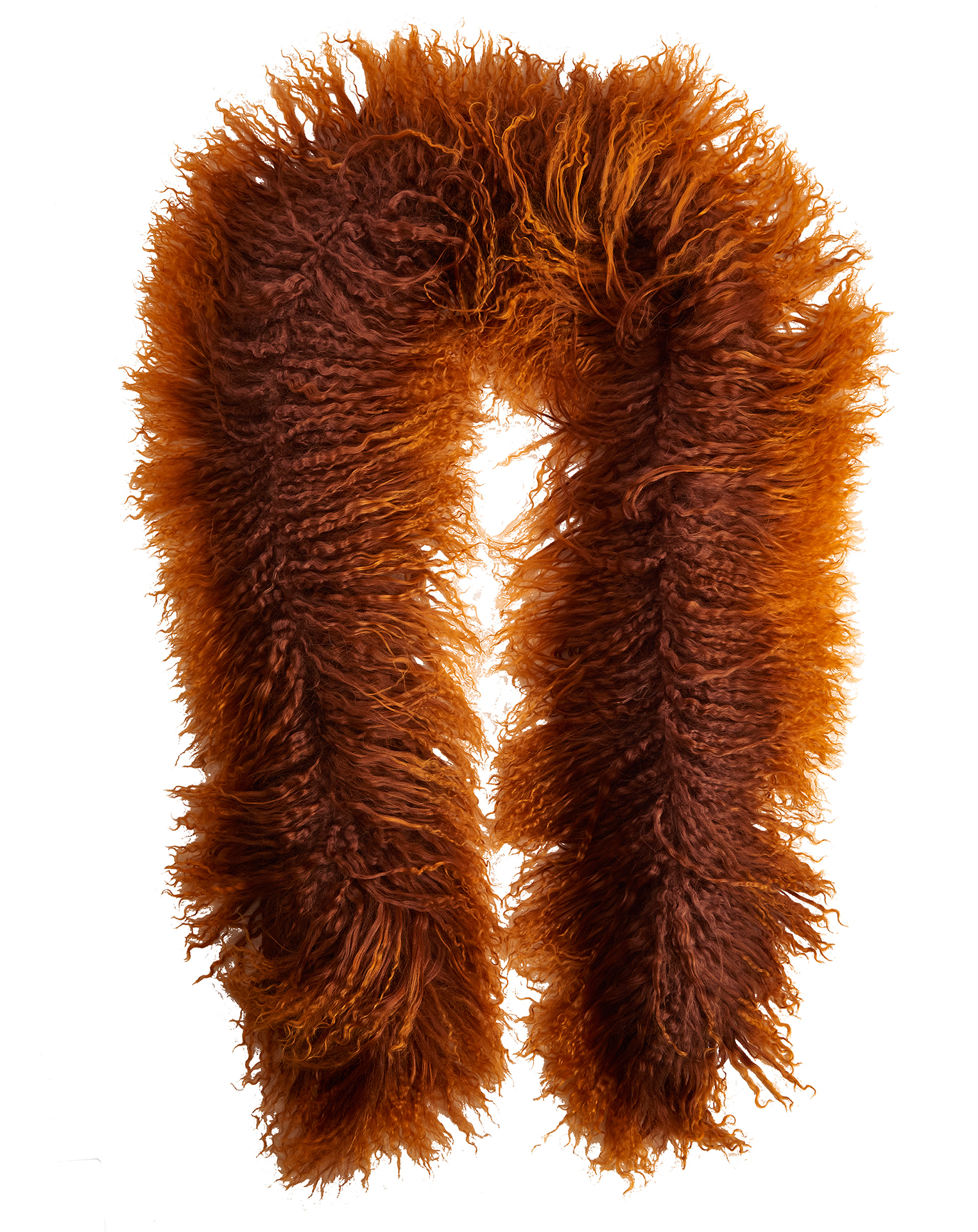 Tibetlamm Schal braun-orange 140 cm