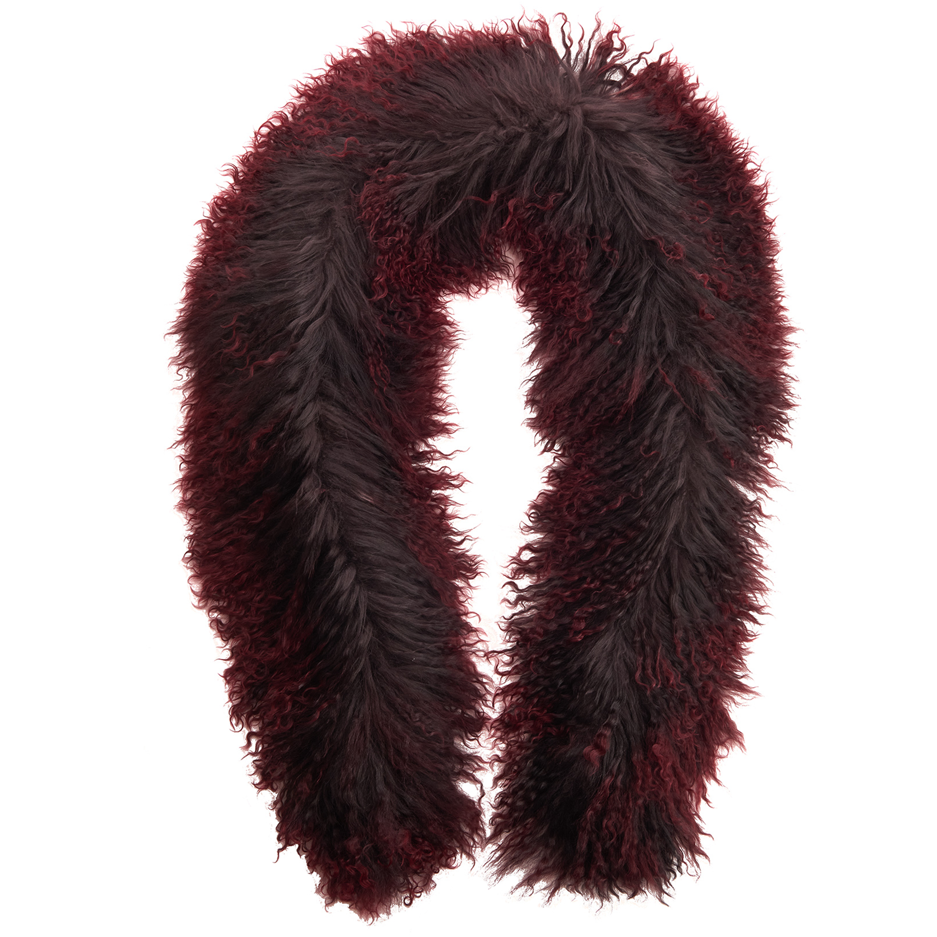 Tibetlamm Schal in dunkelrot-rot 140 cm