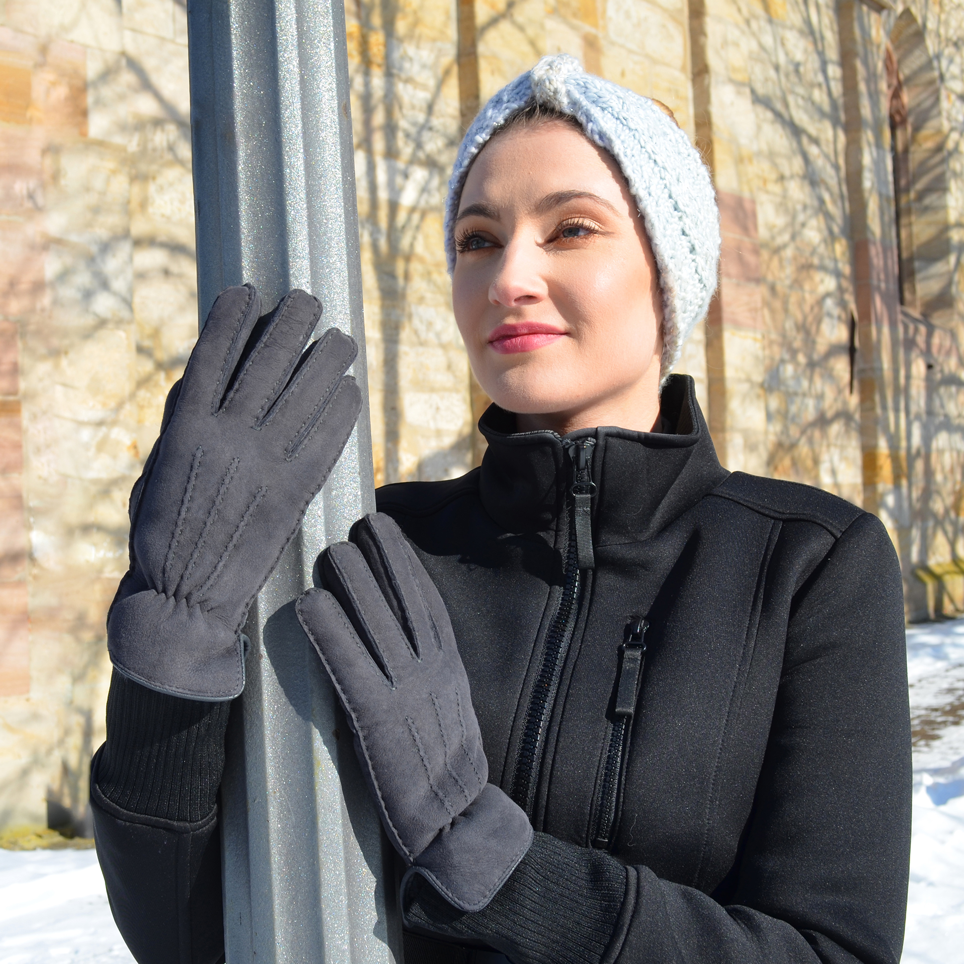 Luxus-Fingerhandschuhe-grau